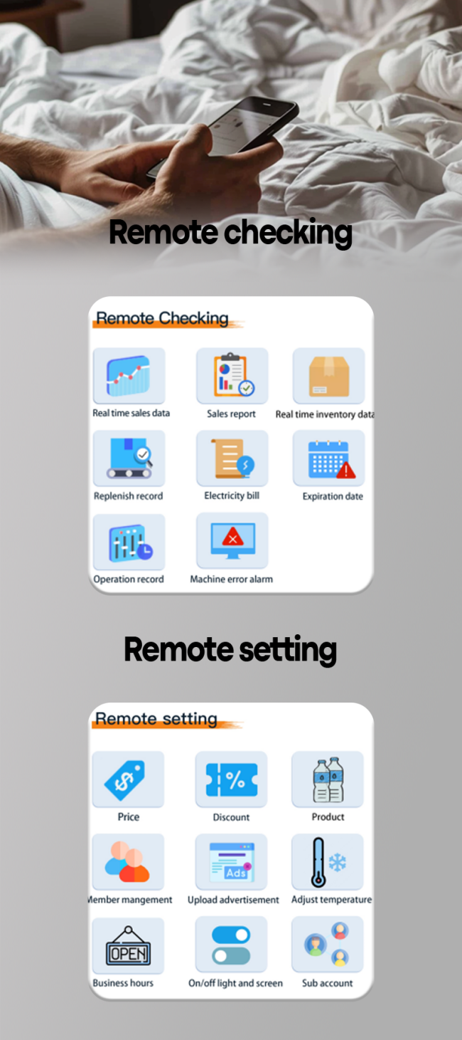 There are a lot of functions on our software, it is very convenient for clients to manage their vending machine.
