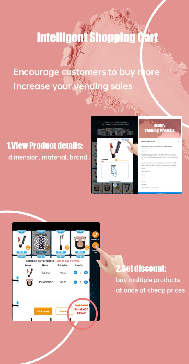 Customers can check the product detail and enjoy the multi-buy discount on perfume vending machines