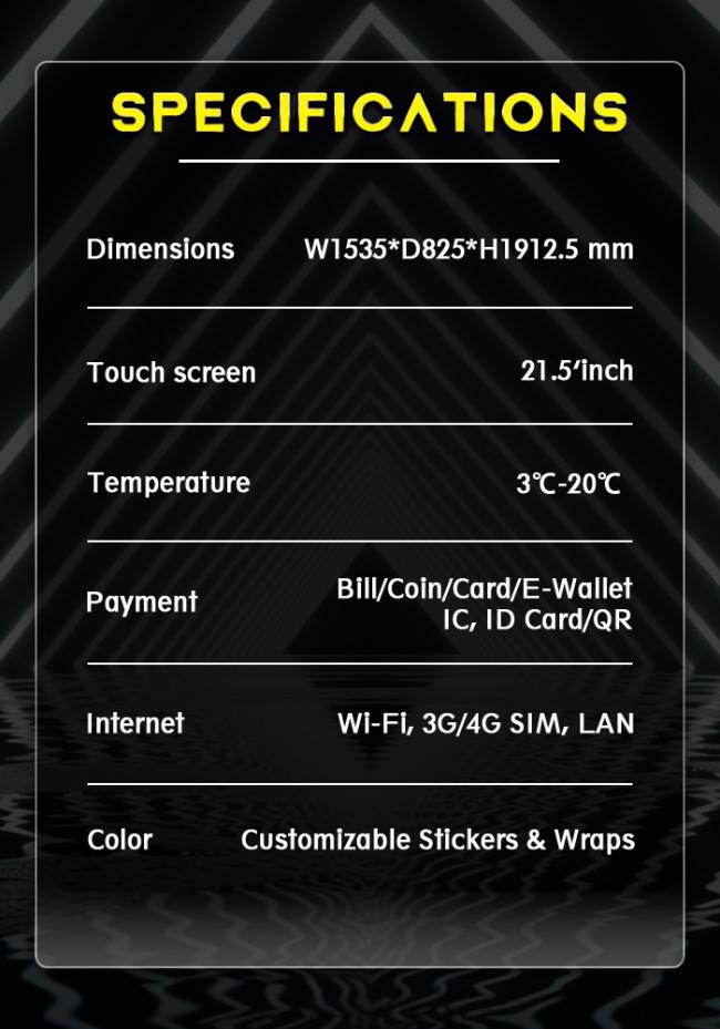 The specification of hot food vending machine.