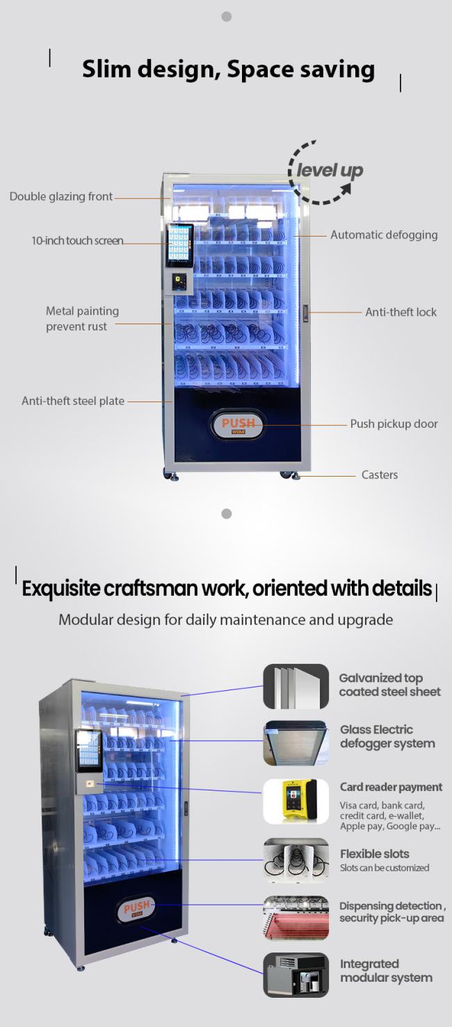 This snack vending machine use a slim design.