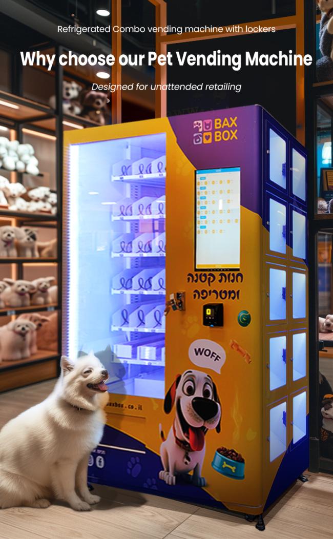 This pet vending machine is suitable for selling pet supply product.