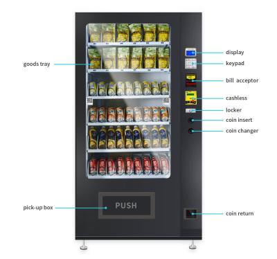 China Máquina de venda automática inteligente de venda quente do mícron 24 do autosserviço do petisco horas de máquina de venda automática da bebida à venda