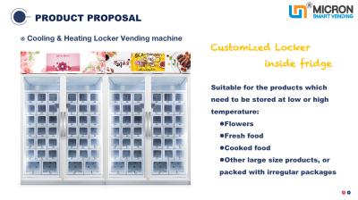 Chine Grand distributeur automatique de casier d'articles avec le système de paiement de carte de réfrigérateur, casier de refroidissement, casier de chauffage. Micron à vendre
