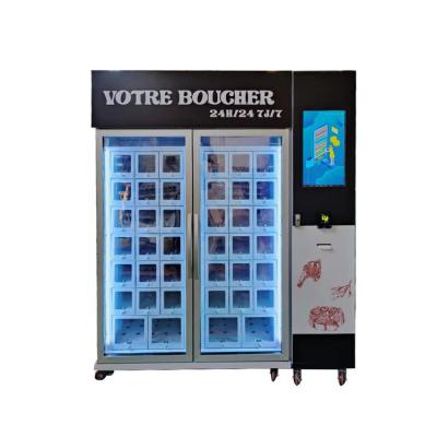 China Freezing Beef Meat Vending Machine Lattice Cabinet Credit Card Reader for sale