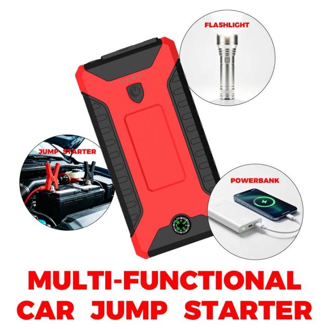Portable 600A Car Jump Starter showing compact design and features
