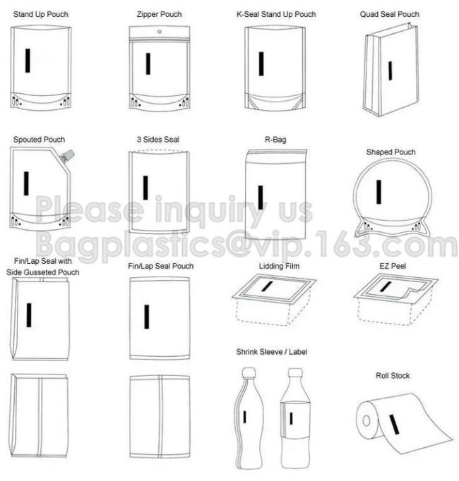 Stand Up Pouch Side Gusseted Pouch Flat Bottom Pouch Spout Pouch Side Sealed Bag Quad Seal Bag Flat Bag Packaging Roll