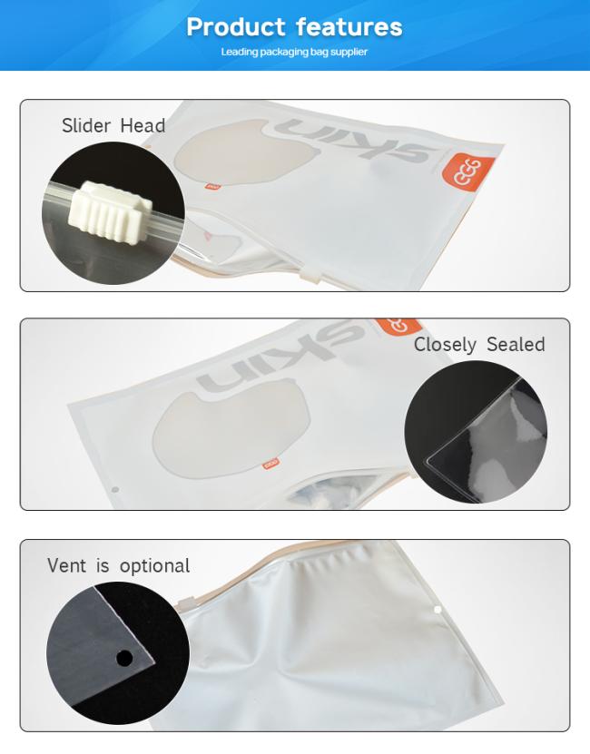 Wholesale Matte Frosted PVC Slider Zipper Bag Plastic Packing Storage Pouches Resealable Zip Lock Bags
