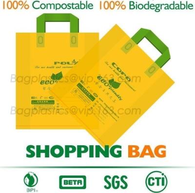 China Comprador abonable del 100%, bolsos biodegradables de la camiseta de la manija del portador de Eco de la bio planta práctica biodegradable del almidón con el logotipo en venta