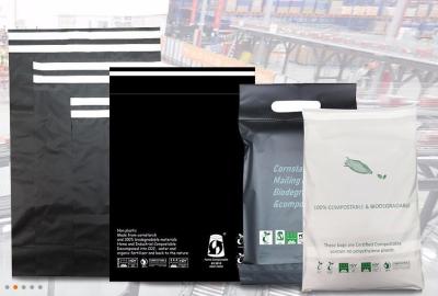 China Corn Starch Compostable Bags Garment Pack Cloth Mailer Bags BIOCOMPOST CLOTH PAC Build-In Handle Shipping Mailer Bags for sale