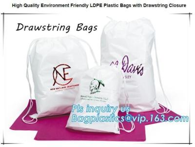 China Biodegradable Environment friendly LDPE Plastic bags with DRAWSTRING closure bags, backpack, drawtape bag, essentials for sale