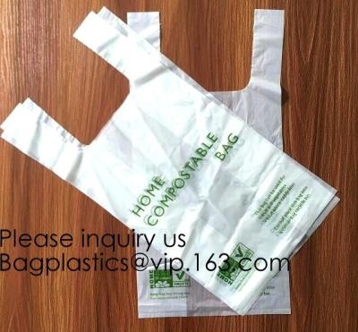 China OK Compost 100% Corn Starch Biodegradable Plastic T Shirt Bag Vest Bag Bioplastic Shopping Bag For Grocery for sale