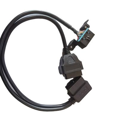 China Car Extension Obd2 Interface Cable , Male to Dual Female Obd Port Cable for sale