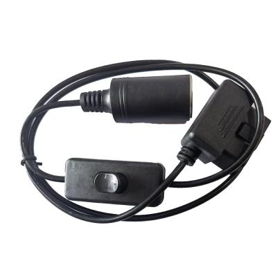 China 16 Pin Black OBD2 Extension Cable With Switch Male To Cigarette Lighter Female for sale