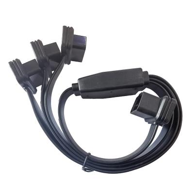 China Flat OBD2 Y Cable16 Pin 1 Male To 3 Female For Car Diagnostic for sale