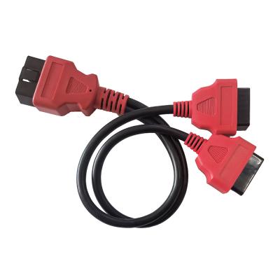 China Red Connector Obd2 Adapter Cable Length 30cm 16 Pin Male To 2 Female for sale