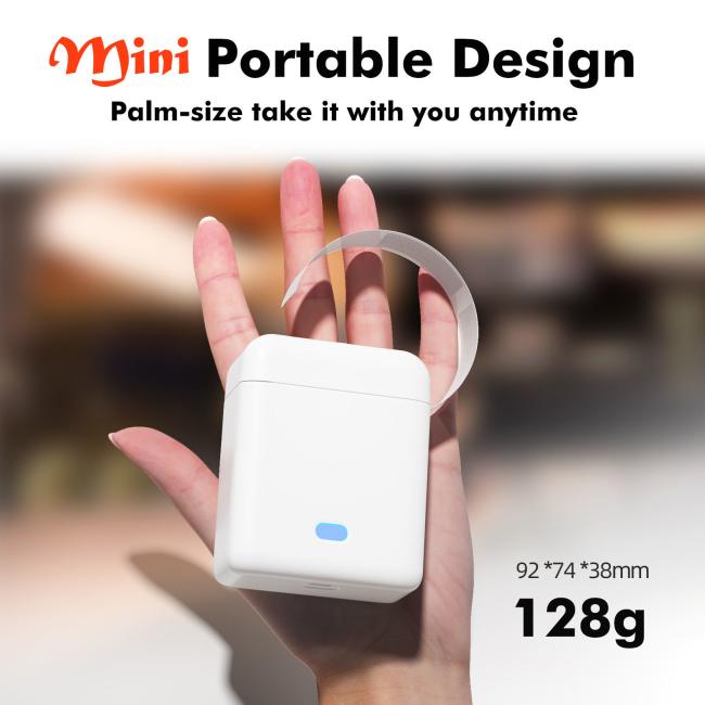 Front view of mini wireless thermal label printer
