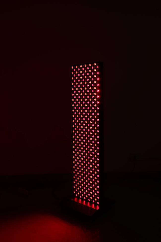 Close-up view of dual-chip LED technology and panel construction details