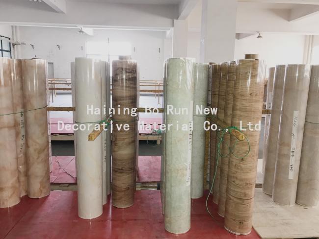 Rolls of wood grain film ready for packaging and shipment