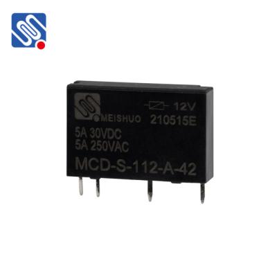 China Meishuo MCD-S-112-A-42 Sealed one group 5A Normally open 4pins DC24V 12V mini industrial control relay for sale
