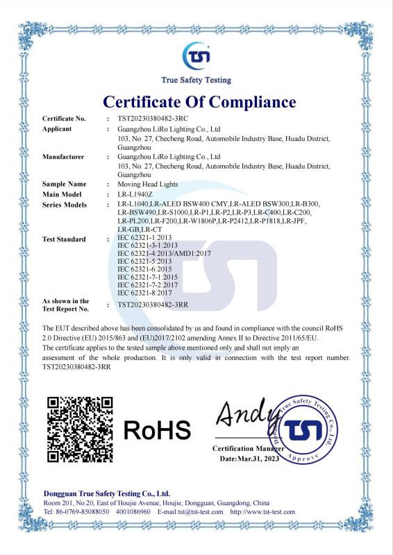 ROHS - Guangzhou LiRo Lighting Co., Ltd.