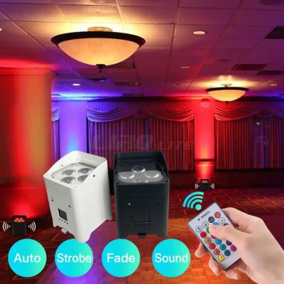 China 4pcs 18w RGBWA-UV 6IN1 Battery Operated Uplighting Mobile WIFI APP IR Control for sale