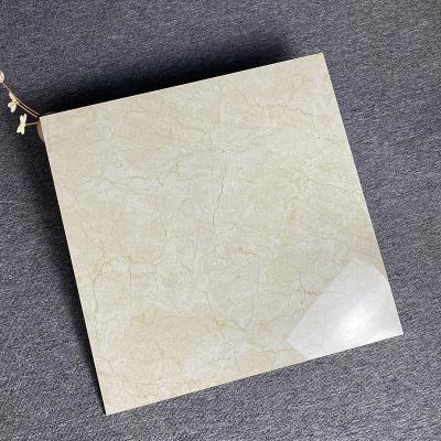 China Light Yellow High Glossy Interior Porcelain Glazed Floor Tiles Marble Look Flooring for sale