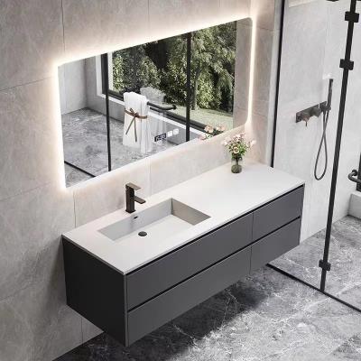 Chine La vanité moderne de bain de pièce d'armoire de vanité de vanité fixées au mur de haute qualité de salle de toilette avec la lumière menée composent le miroir à vendre