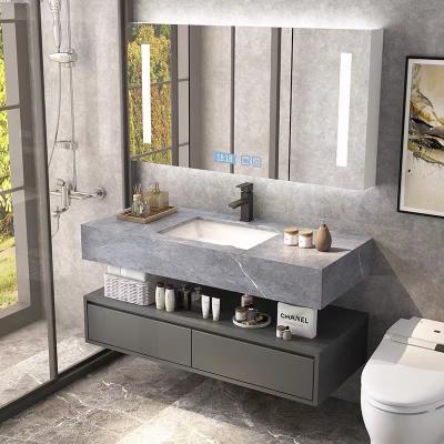 China Muebles de madera sólidos minimalistas modernos europeos de los gabinetes de la vanidad del cuarto de baño con el solo fregadero en venta