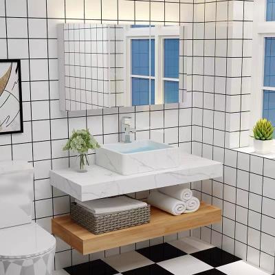China Waterproof Wall Mounted Bathroom Vanity Mirror Cabinet European Model Wood Color for sale