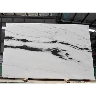 China O preto veia a laje natural de mármore branca da pedra do mármore de Panda White Wall Flooring Stairs à venda