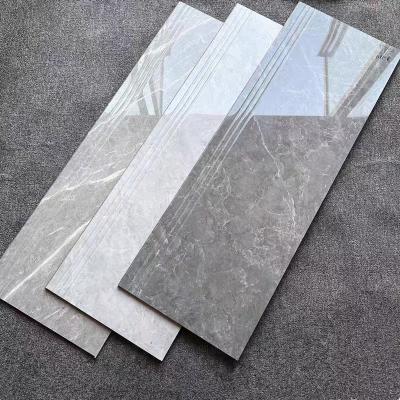 China 1200*470mm Marble Look Porcelain Tiles Full Body Polished Glazed Floor Stair Step Tiles for sale