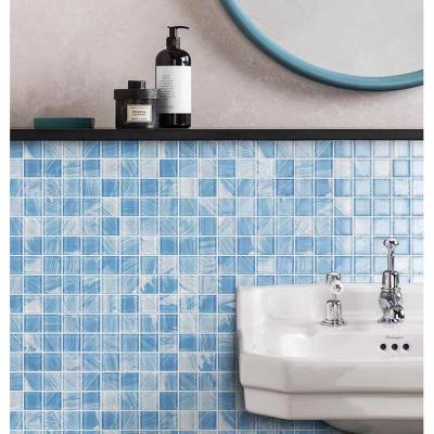 China 300x300mm Crystal Glass Mosaic Tile For Balcony Kitchen Bathroom Wall Swimming Pool Tiles for sale
