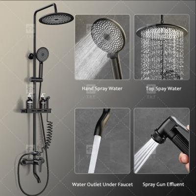 China Electroplating Three Piece Shower Head Set With Pressurized Black Shower Head OEM for sale