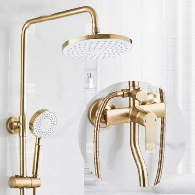 China Nordic Light Luxury Set de ducha para el hogar Grifón de latón de oro cepillado Boquilla a presión caliente y fría en venta