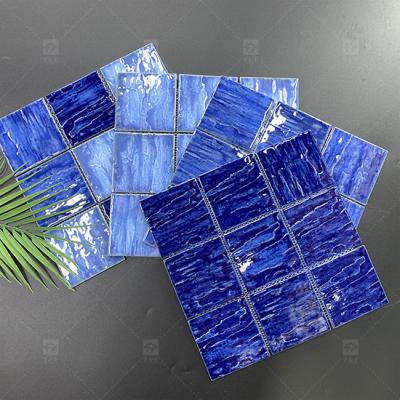 China Blue Swimming Pool Mosaic Tile Square Shaped Kitchen Bathroom Floor Wall Tiles for sale