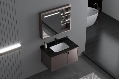 China Mirrored Bathroom Vanity Units , Aluminium Single Sink Corner Vanity for sale