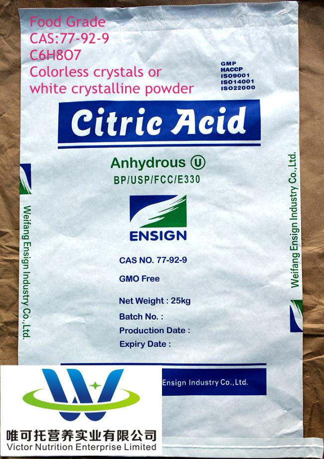 Citric Acid Anhydrous Bp/USP/FCC CAS: 77-92-9