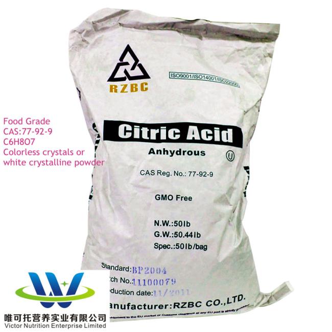 Citric Acid Anhydrous CAS No. 77-92-9