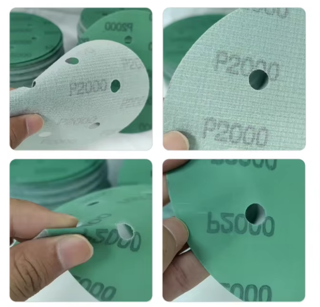 Close-up of No-Hole Green Film Abrasive Disc
