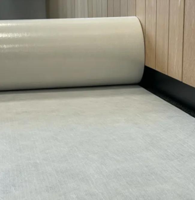Floor protection roll in blue color covering a large area