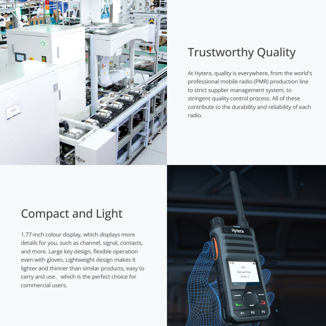 Hytera BP568 Digital Mobile Radio Business DMR Portable Two-way Radio Walkie Talkie with 1.77-inch Colour Display