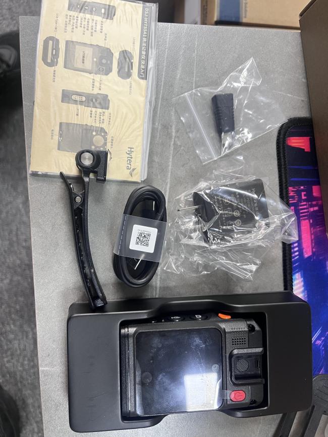 Hytera SC580 body camera front view showing touch screen and camera lens