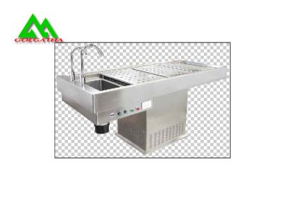 China Medical Pathology Lab Equipment Stainless Steel Autopsy Table With Sink for sale