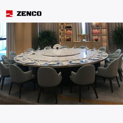 China Pure White Hotel Restaurant Furniture Set with Stone Dining Table and Gray Leather Chairs for sale