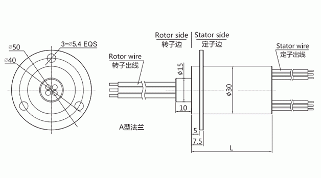 m300 series M300 Series High Current Capsule Slip Ring slip ring Drawing