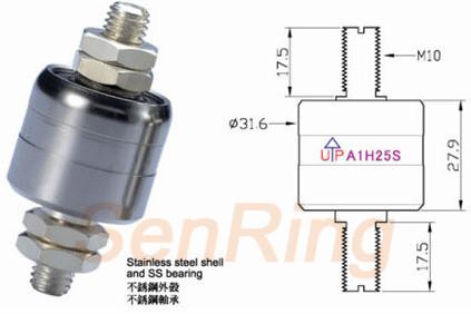 a1h25s series A1H25S Series Mercury Slip Ring(1circuits@250A Power Current) mercury slip ring Drawing