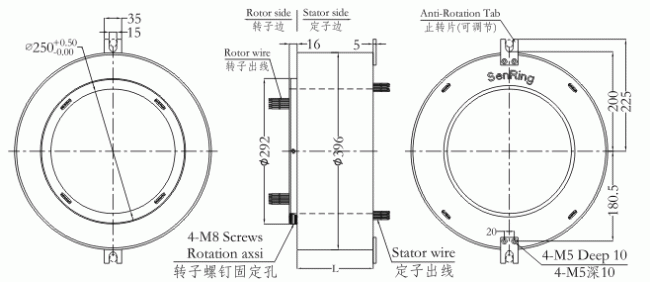 h250396 series H250396 Series(Hollow Shaft)Through Hole Slip Ring slip ring Drawing
