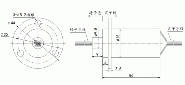 m250 series M250 Series OD 25mm Compact Slip Ring(Capsule Slip Ring) slip ring Drawing