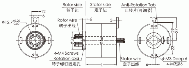 eh1256-02 series EH1256-02 Series Gigabit Ethernet Rotary Joint slip ring Drawing