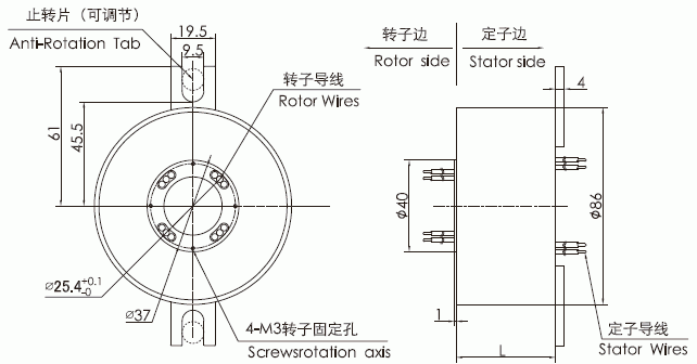 k325 series K325 Series Pancake Slip Ring slip ring Drawing